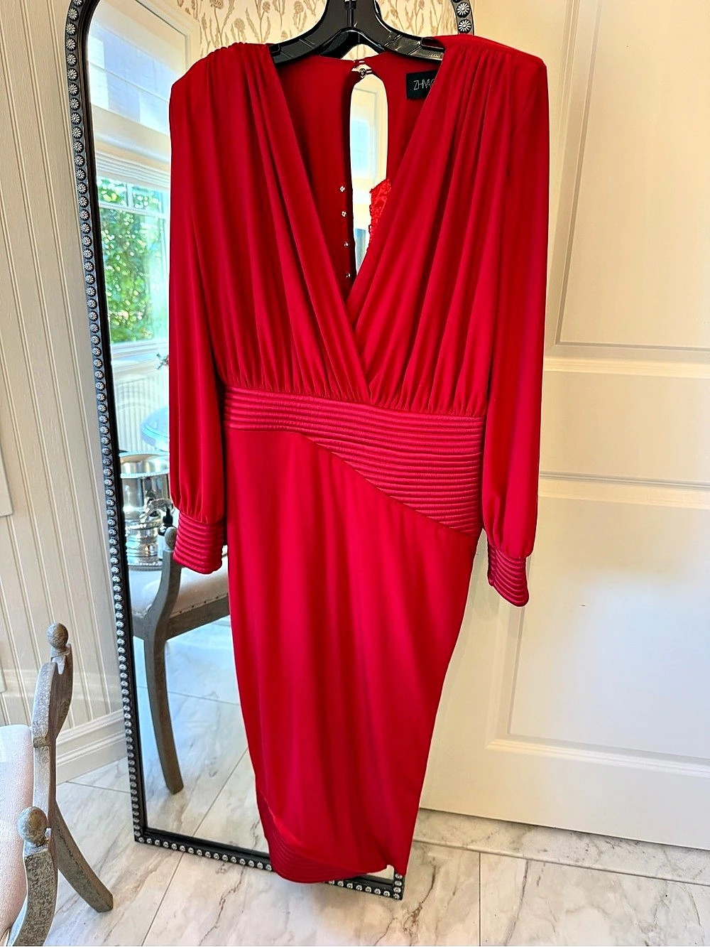 ZHAGO Red Draped Maxi Dress Like New. Modified on the the back, can easily be re